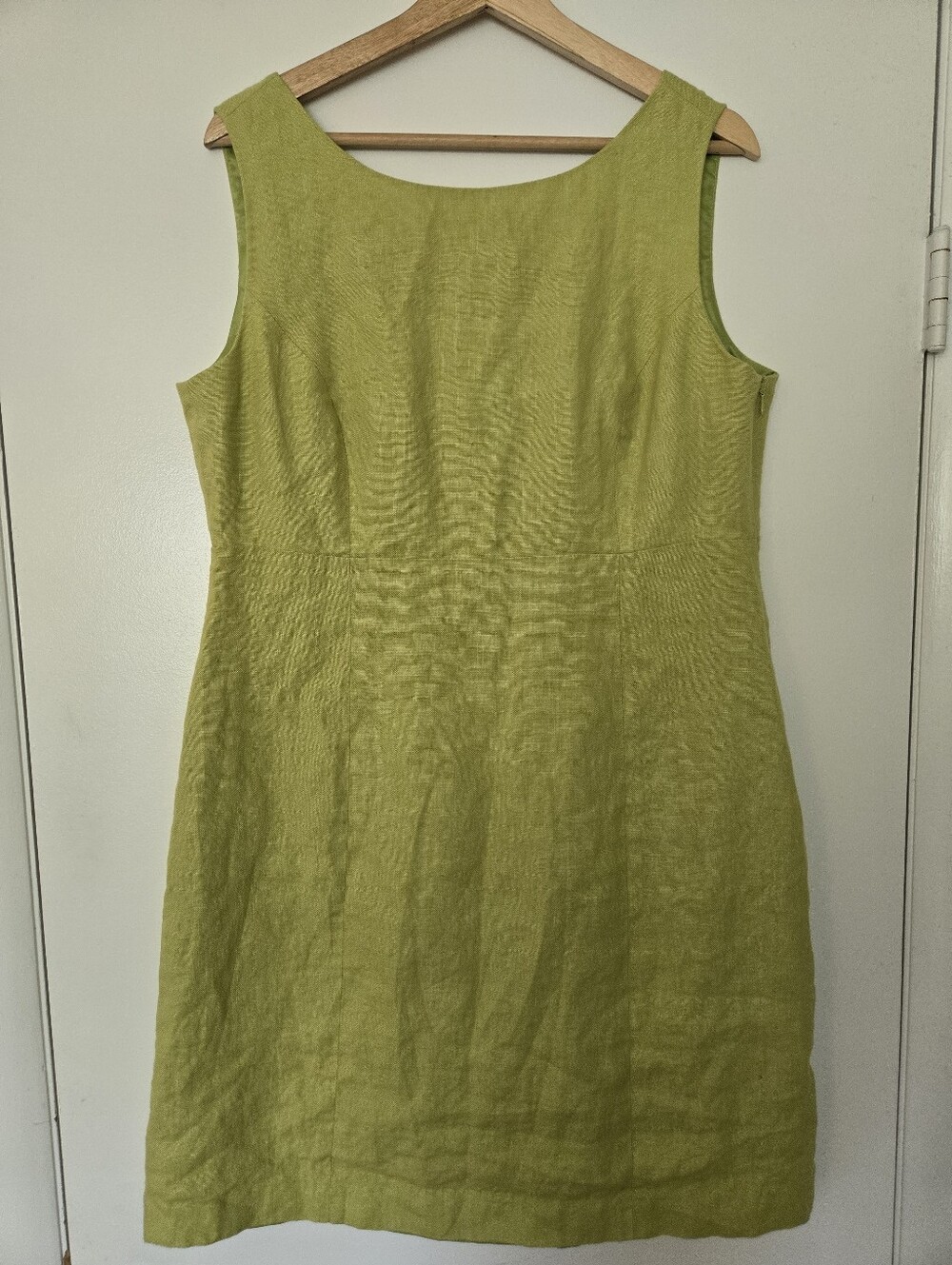 Talbots 100% Linen Lime Green Button Back Tank Dress Size 16P